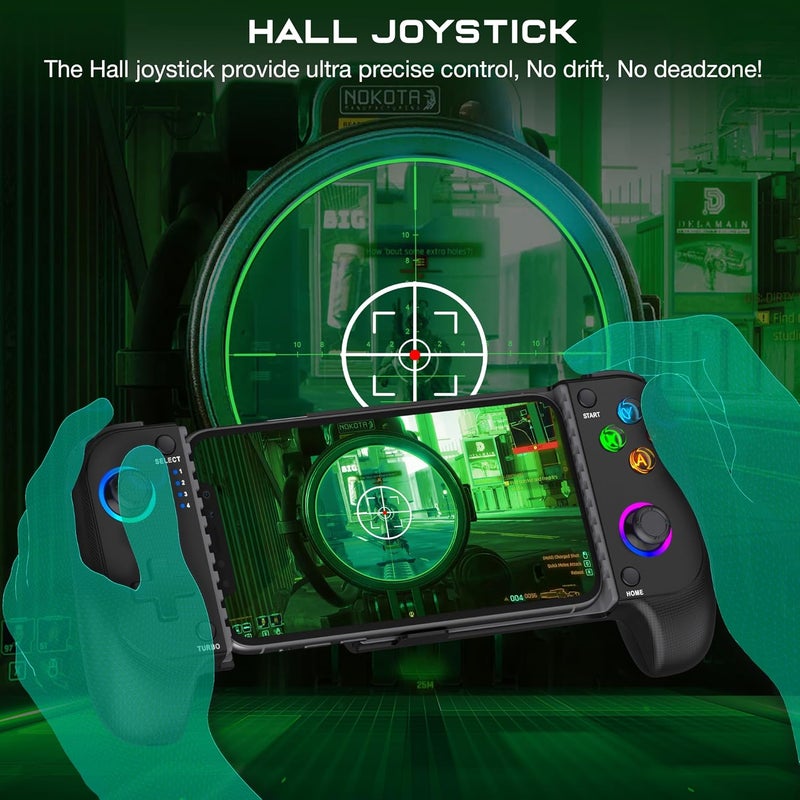 KICKDOT Wireless Phone Controller for iPhone/Android No Deadzone, Mobile Gaming Controller Support Xbox Game Pass, Steam Link, GeForce Now, Call of Duty, Roblox, Cloud Gamepad for iOS with Dynamic LED Lights - Image 3